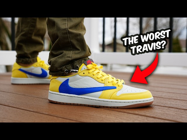 TRAVIS SCOTT Air Jordan 1 Low ELKINS CANARY Review & On Feet - YouTube