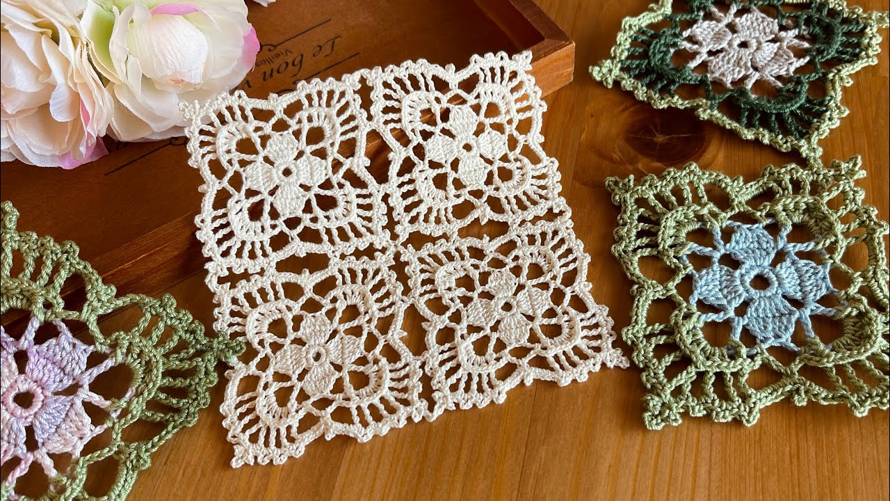 編み図付き】アジサイのモチーフ繋ぎの編み方｜How to crochet motif