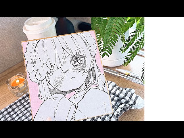 アナログ】ミニ色紙制作風景【イラストメイキング】 - YouTube