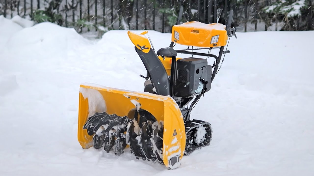 Обзор бензиновой снегоуборочной машины Denzel SBL 711DT PRO - YouTube