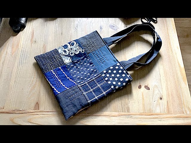 古布パッチワーク刺し子トートバッグ完成☺︎ 着物リメイク