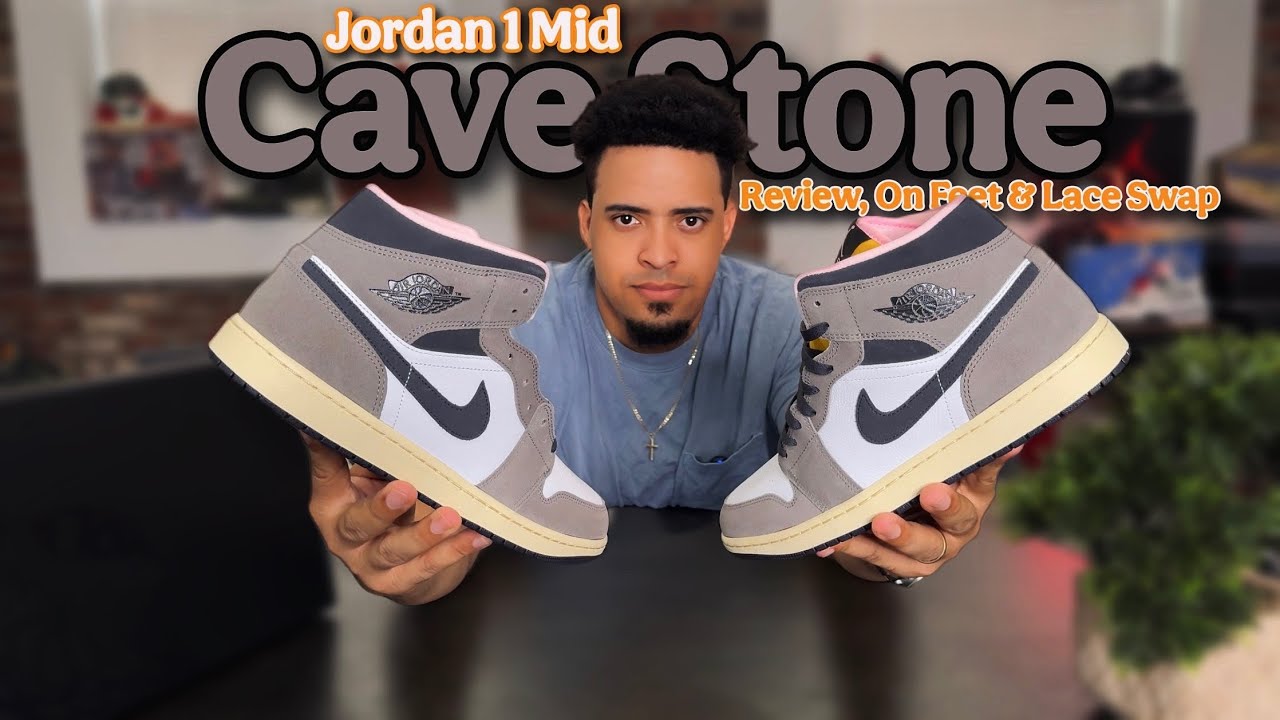 Jordan 1 Mid Cave Stone - Review, On Feet & Lace Swap - YouTube