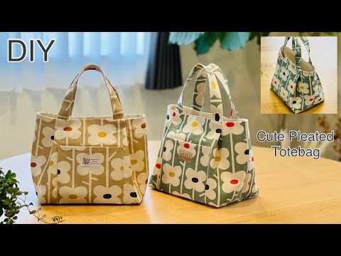 可愛いタックハンドバッグ, How To Make Pleated Handbag,Totebag,Easy