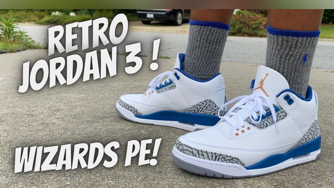 Retro Jordan 3 Wizards PE! Review & On Feet! - YouTube