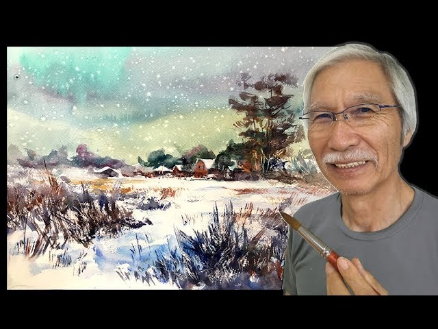 Eng sub] How to draw Snow landscape | Watercolor Techniques & Tips