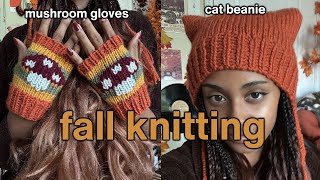 🍂 🧶 Fall Knit Accessories | Cat Beanie •⩊•, 🍄 Mushroom