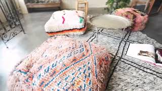 モロッコ ヴィンテージラグのプフ60㎝×H20㎝「モロッコインテリアの