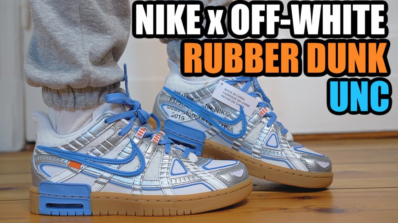 NIKE OFF WHITE RUBBER DUNK UNC REVIEW & ON FEET + SIZING & RESELL