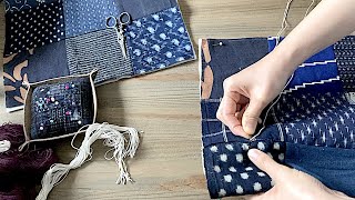 ちくちく刺し子🪡 古布トートバッグを作る☺︎ 着物リメイク