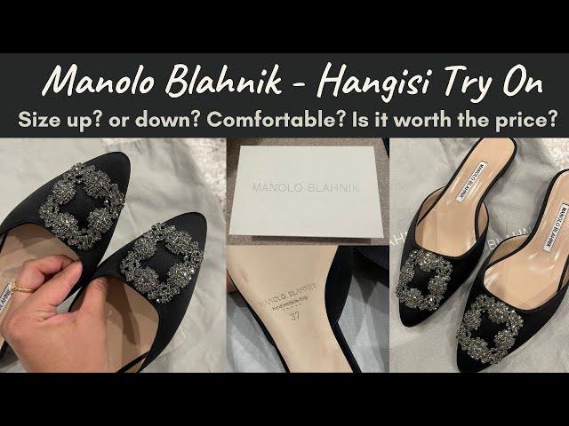 MANOLO BLAHNIK HANGISI - Satin Black (Size, Try on, Review