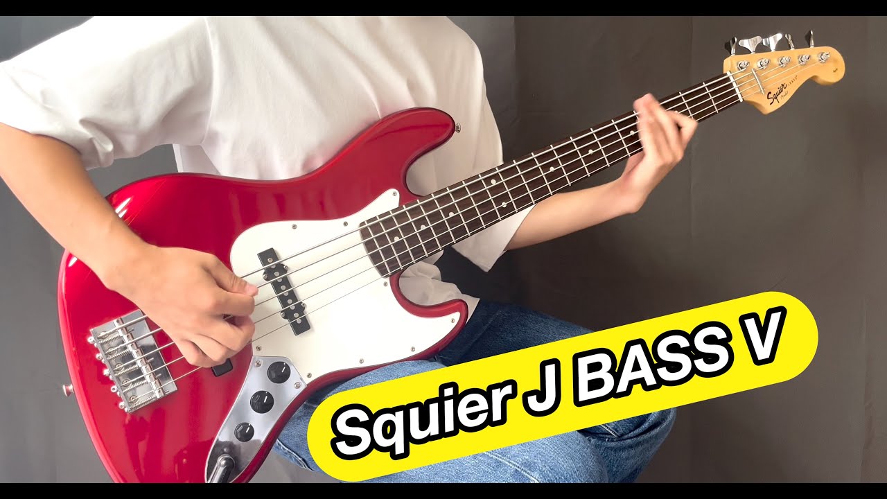 Squier affinity Jazz Bass V 5-String, Candy Apple Red - YouTube