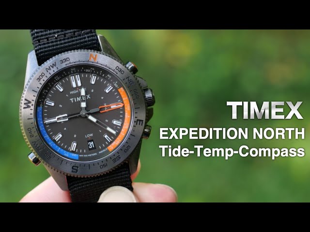 コンパス・温度計・潮の満ち引きが分かるアナログ腕時計【TIMEX