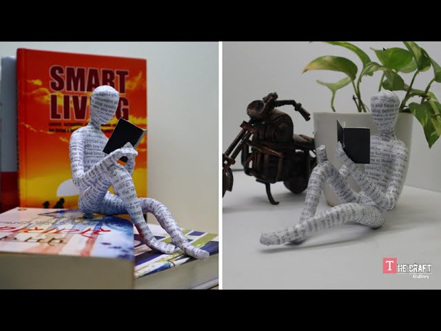 Unique ideas | DIY Paper Mache Sculpture Figurine Reading Book
