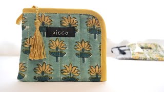 L字ファスナーポーチの作り方 - YouTube