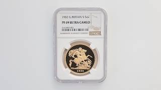 1982 英国 エリザベス2世 ソブリン 5ポンド（5ソブリン）金貨 プルーフ