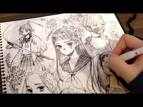 アナログ】セーラー服の女の子紙いっぱいに描いてみた - YouTube