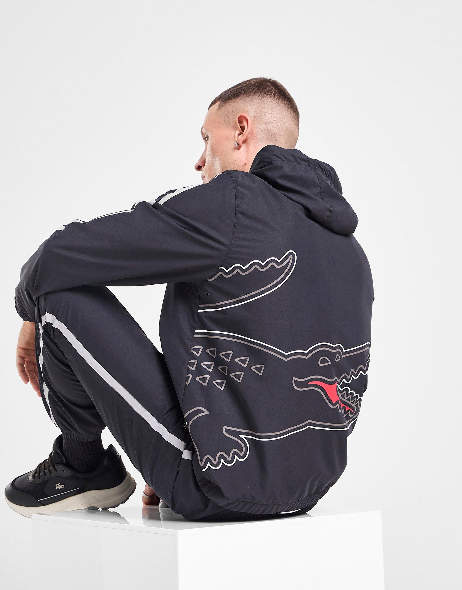Black Lacoste Crocodile Woven Hooded Tracksuit - JD Sports Global