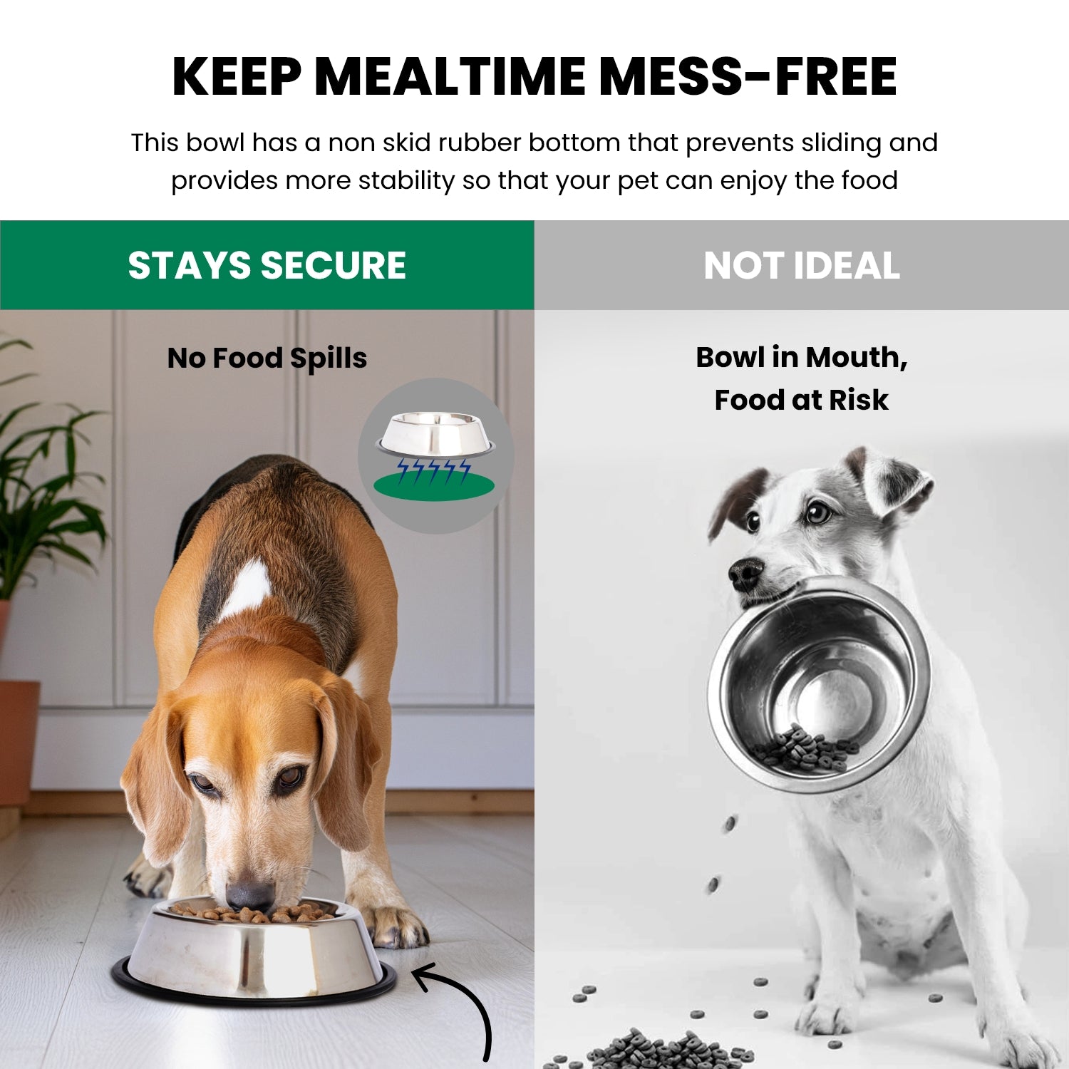 Iconic Pet Stainless Steel Non-Skid Pet Bowl for Dog or Cat