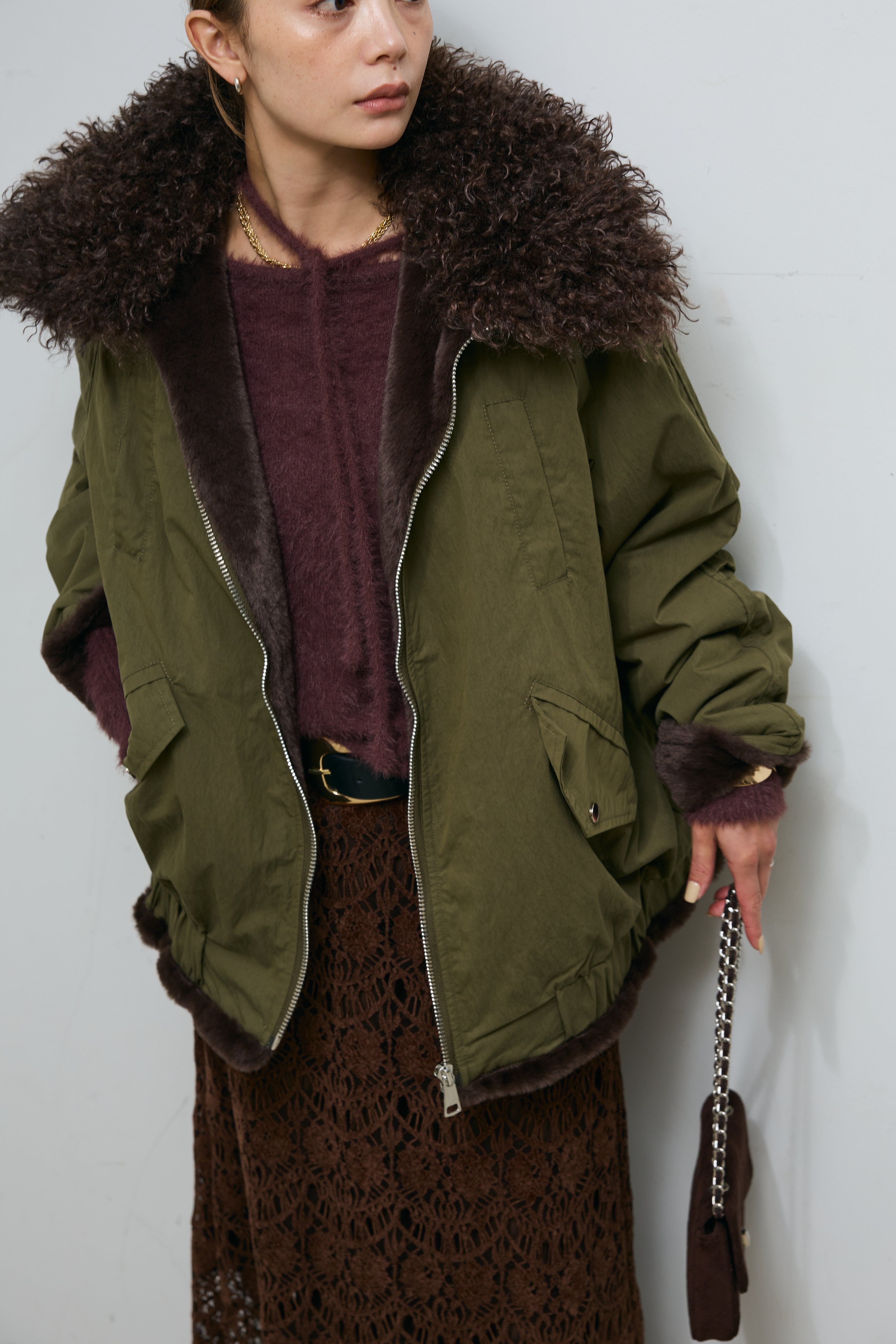 予約]ボア襟ジップブルゾン – IAMALPHA