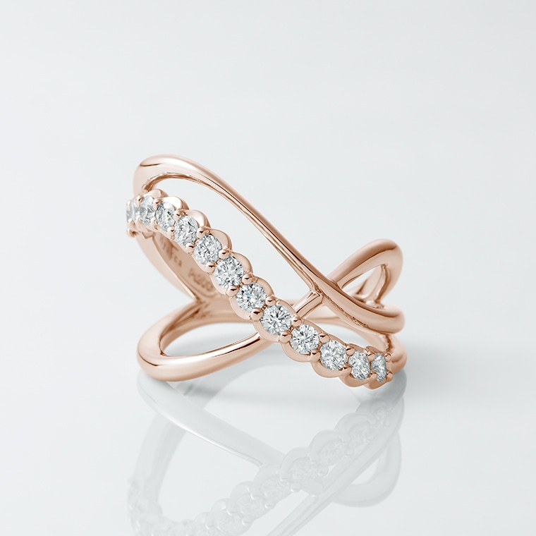 EI002]K18PGダイヤモンド/インデックスリング(ピンクゴールド): Hyacca