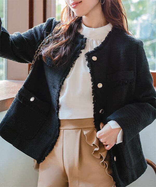 バックフレアツイードジャケット [K1408] | 神戸レタス(KOBE LETTUCE