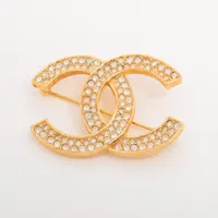 シャネル ココマーク ブローチ GP×ラインストーン ゴールド 174