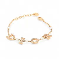 ディオール Diorロゴ ブレスレット GP×ラインストーン×フェイクパール