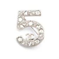 シャネル ココマーク 5 A25P ブローチ GP×ラインストーン×フェイク