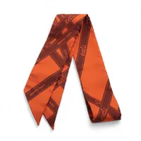 エルメス ツイリー ボルデュックリボン スカーフ シルク オレンジ