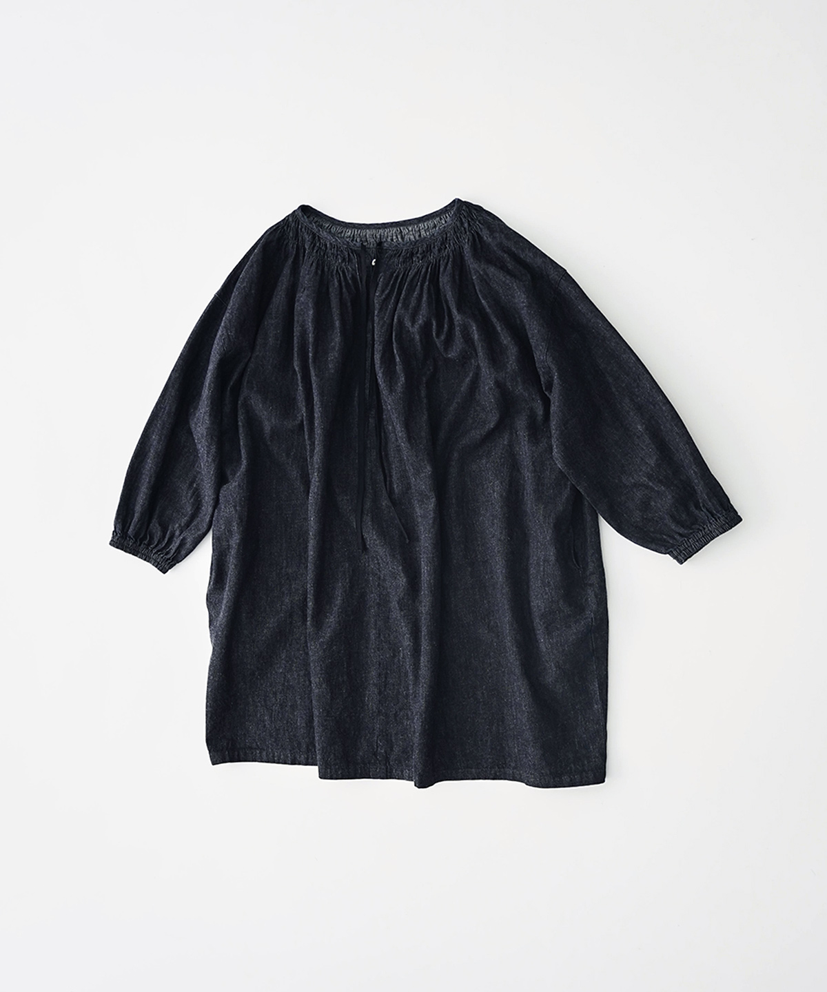 コットンリネンダンガリーギャザーチュニック limited item｜nest Robe