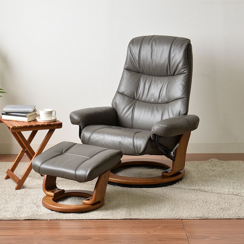 送料無料】 パーソナルチェア 本革張り リクライニングチェア 1人掛け