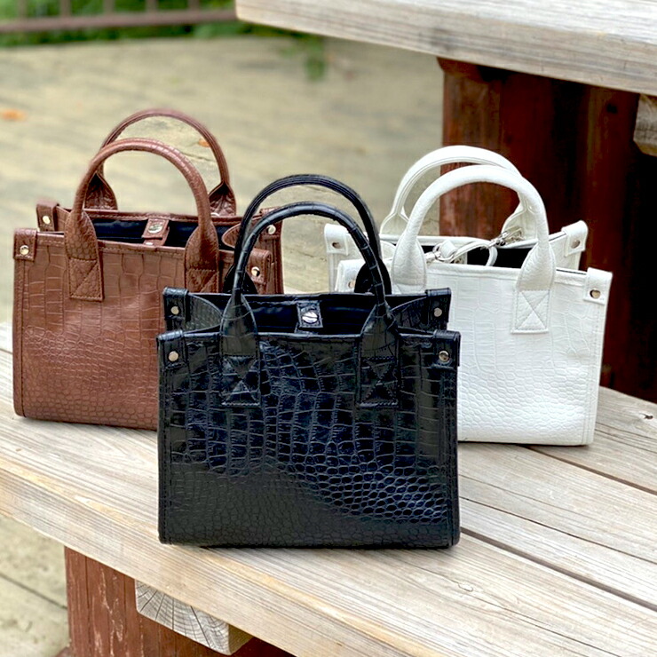 楽天市場】クロコデザイン ミニ トートバッグ (全3色) tote bag 高級感