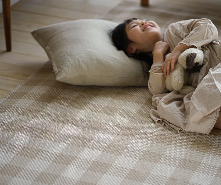 楽天市場】軽量ラグ ブロックチェック 160×160cm 円形 洗える cucan