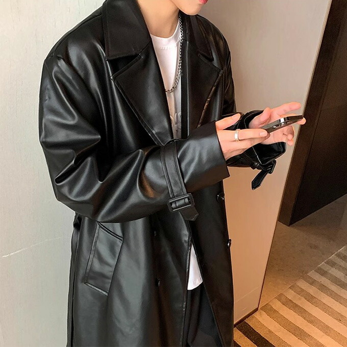 楽天市場】レザーコート チェスターコート メンズ PU レザージャケット