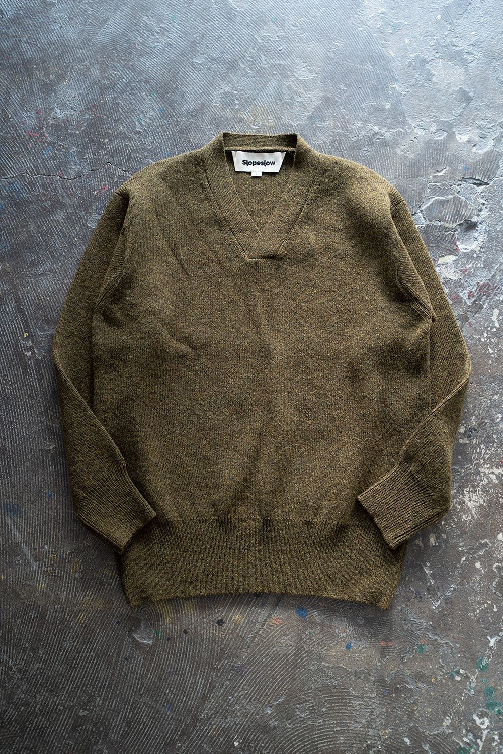 Slopeslow - 【ラスト1点】Hard twisted Shetlandwool cross V neck