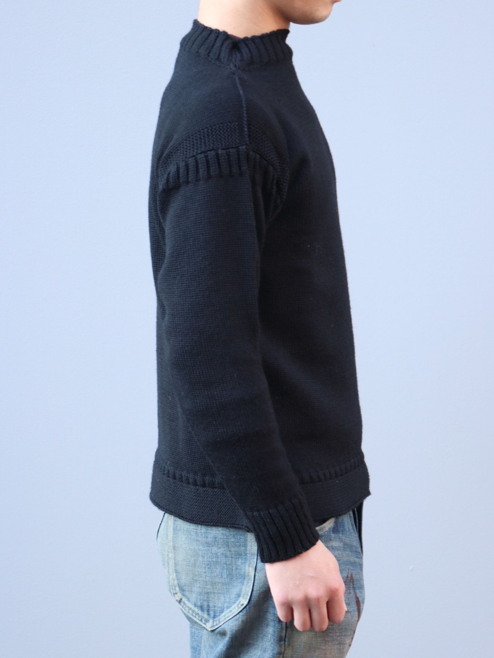 Lewis Leathers - AVIAKIT FISHERMAN JUMPER (BLACK) | SKANDA