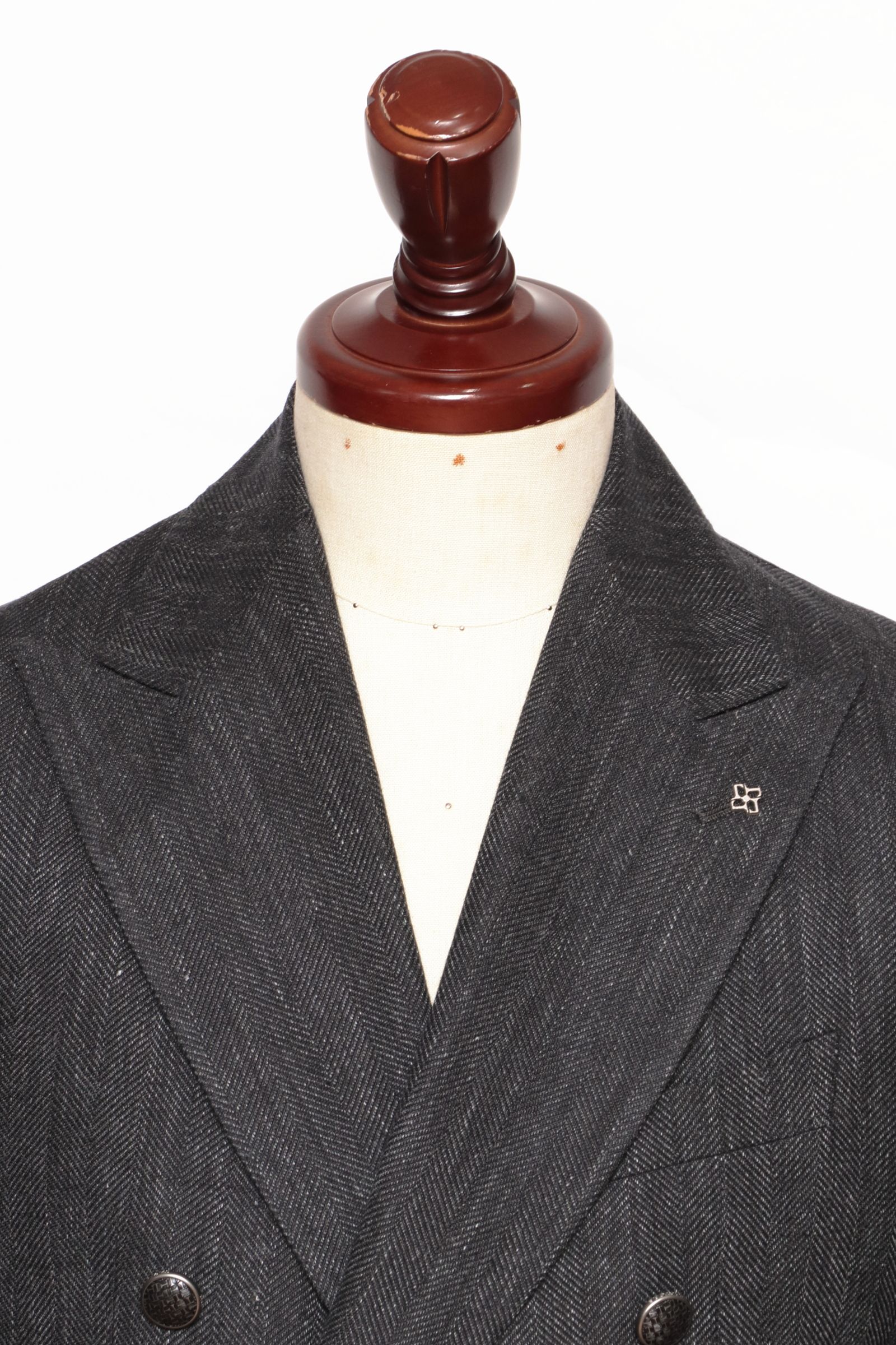 TAGLIATORE - MONTECARLO リネン ウール ブレンド ヘリンボーン柄