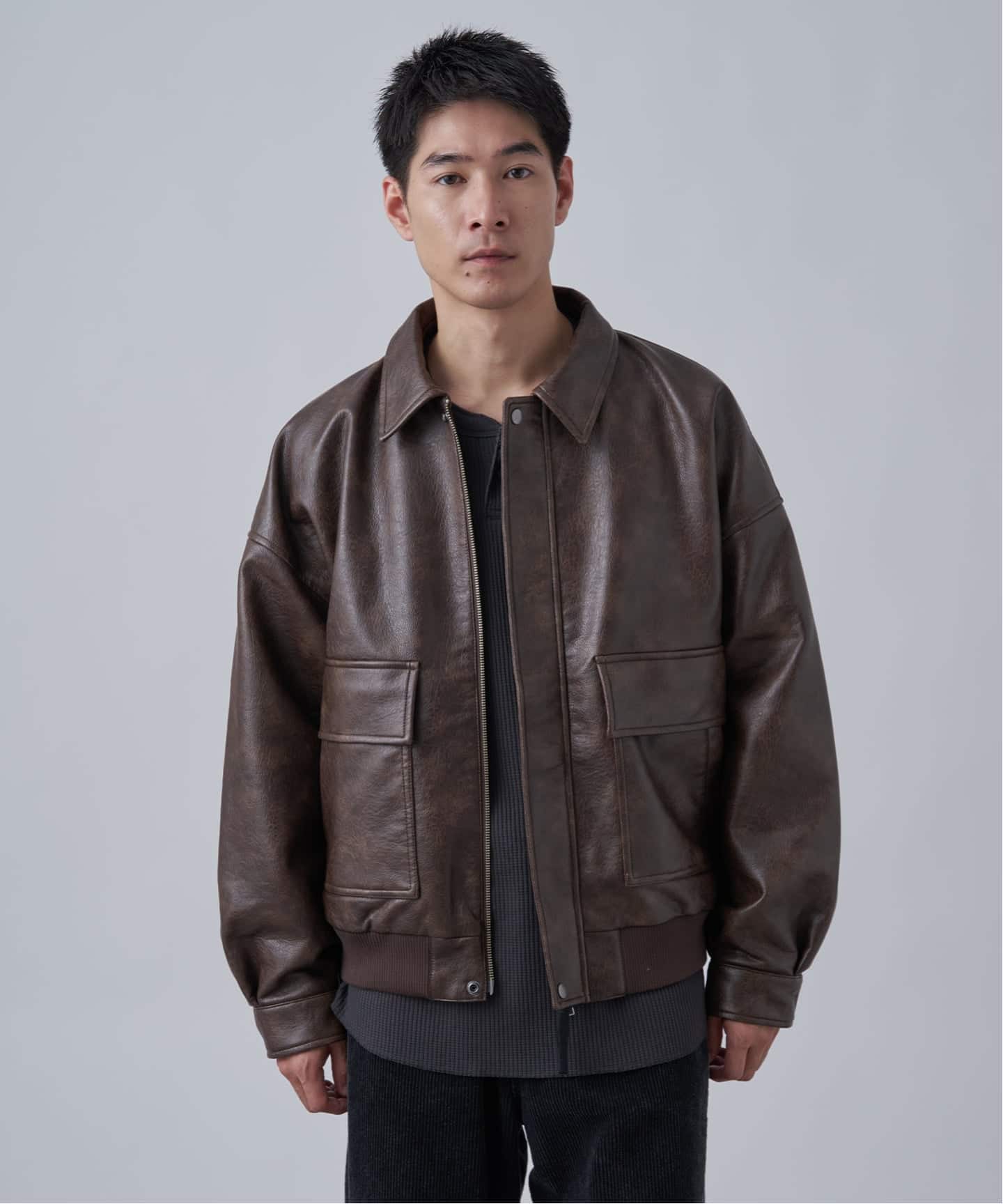 フェイクレザー A-2 ブルゾン（レザージャケット）｜B.C STOCK（ベー
