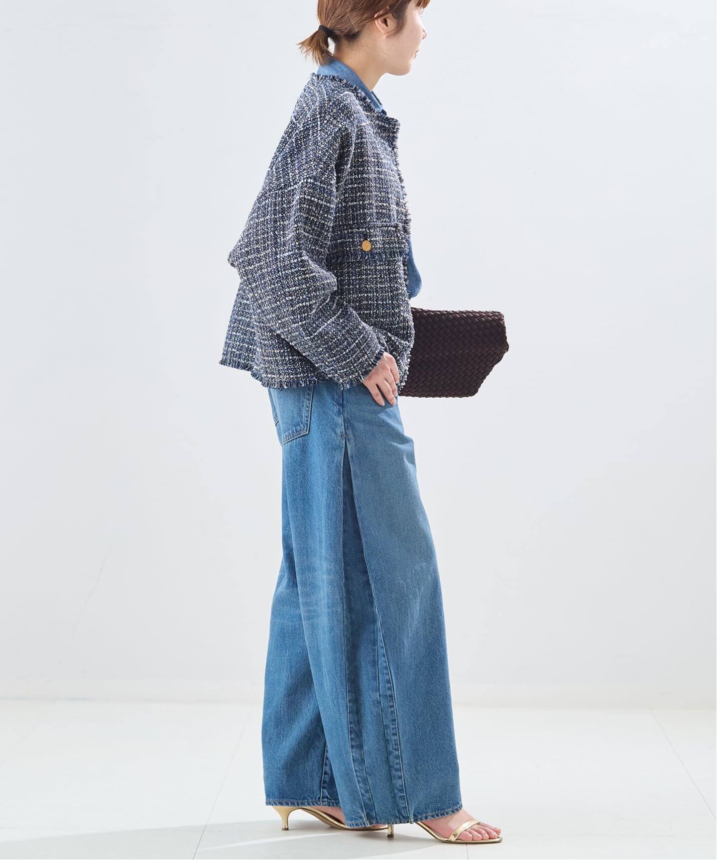 一部店舗＆WEB限定】GIOLICATWEED ドルマンジャケット（ノーカラー