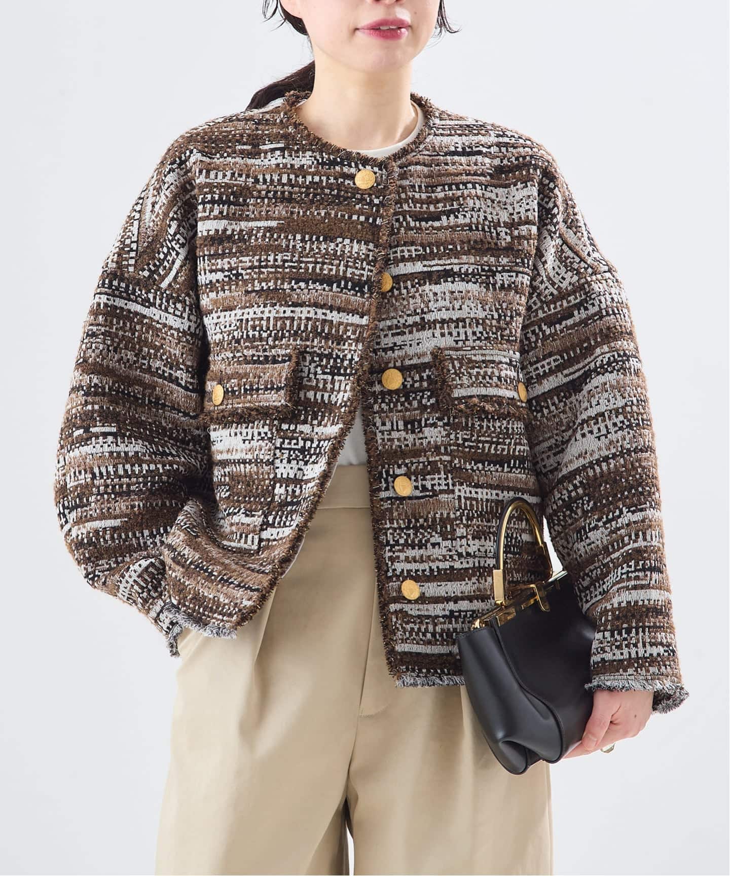 一部店舗＆WEB限定】GIOLICATWEED ドルマンジャケット 2（ノーカラー