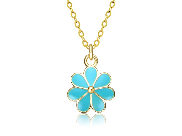 14K Gold Plated over Sterling Silver with Tiffany Blue Enamel
