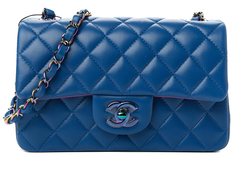 Chanel Mini Rectangular Flap 21P Blue Lambskin in Lambskin Leather