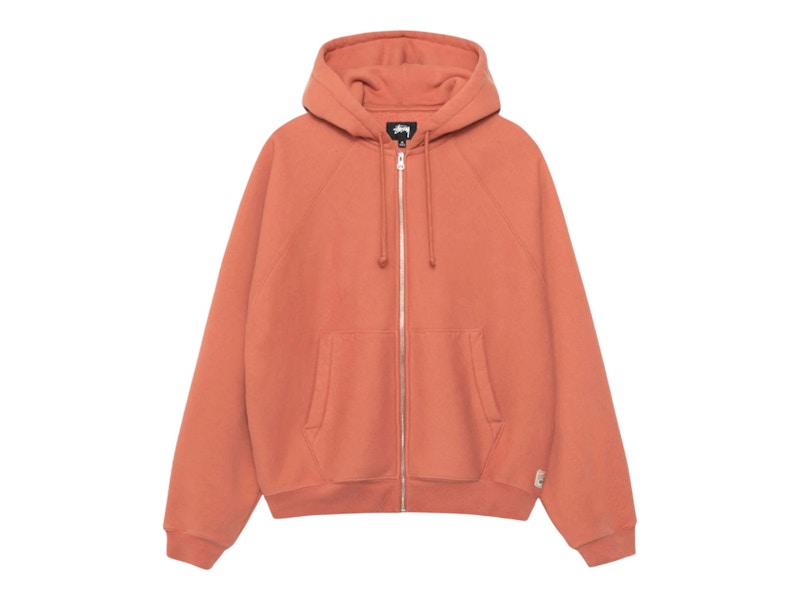 Stussy Fleece Raglan Zip Hoodie Brick Men's - FW24 - US