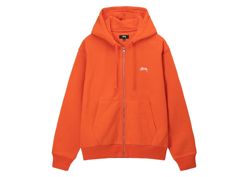 Stussy Stock Logo Zip Hoodie Orange Men's - US