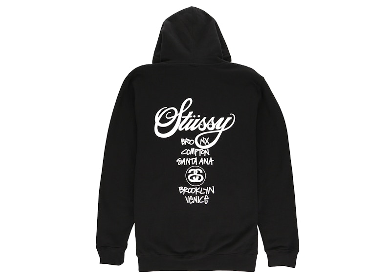 Stussy World Tour Zip Hoodie Black Men's - US