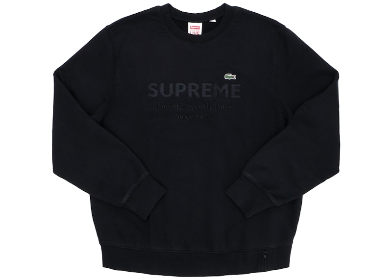 Supreme-LACOSTE-Crewneck-Black