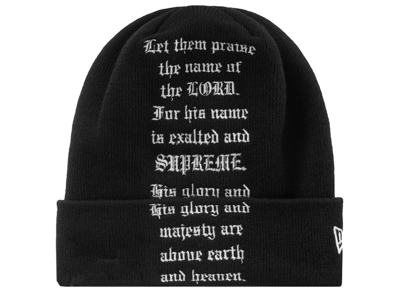 Supreme New Era Psalm Beanie Black - FW23 - US