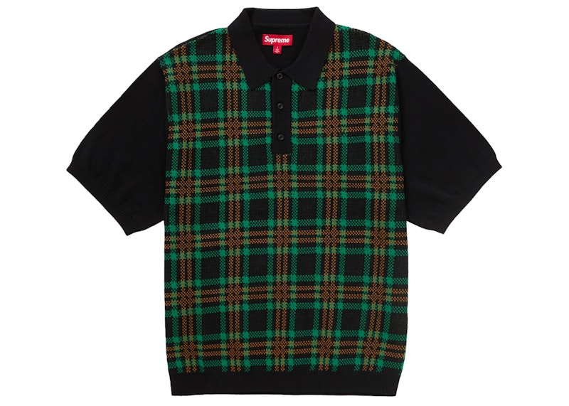 Supreme Plaid Knit S/S Polo Black Men's - SS24 - US