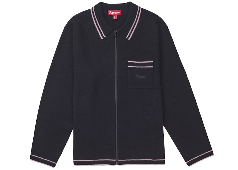 Supreme Zip Up Polo Sweater Black Men's - FW24 - US