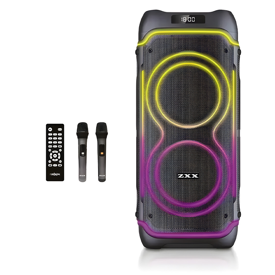 Портативная акустическая система с пультом и 2 микрофонами ZXX